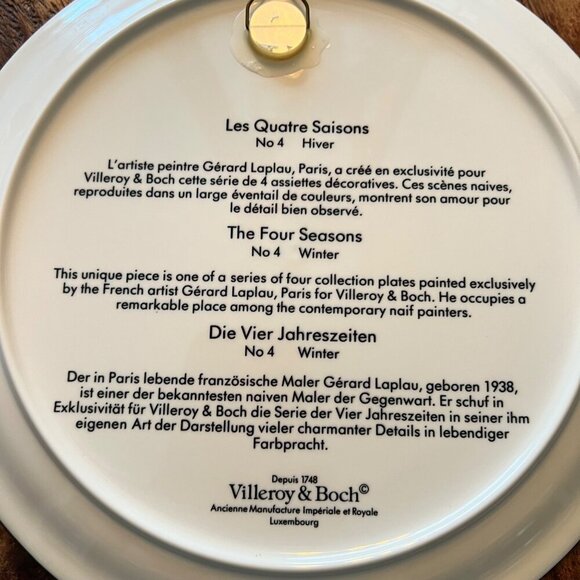 Villeroy & Boch Les Quatre Saisons Winter Plate By Gerard Laplau 10.5" Porcelain - Picture 2 of 8